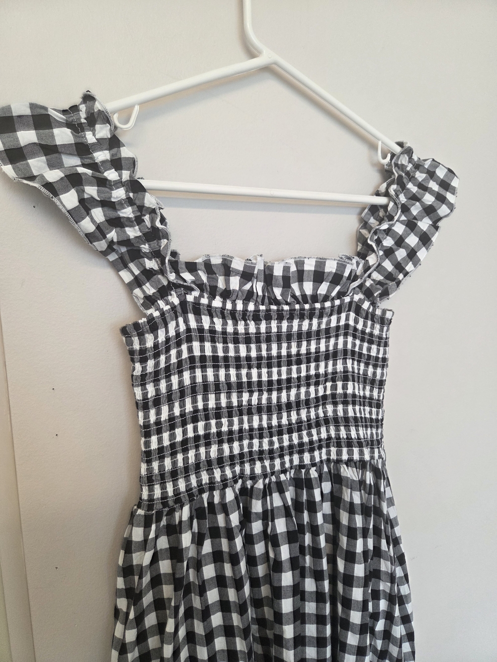 Gingham Cotton Smocked Maxi Dress - Medium W/Pockets - Picture 3 of 4